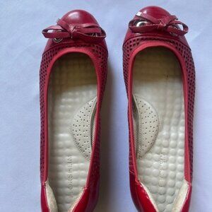Patent Red Flats Bow Detail Retro Chic